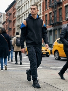 Sweat à capuche pour homme de qualité supérieure, 100% coton pur, tissu polaire épais, motif uni, coupe ample, OEM/ODM disponible - Product Image 2