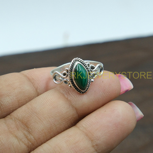 Bague en malachite, bague en argent Sterling 925, bague en pierre verte, bague de promesse pour femmes, bague de fiançailles, bijoux en malachite, cadeau de noël - Product Image 4