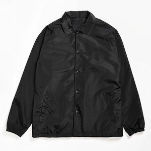Nylon Hip Hop Street Wear Plain <b>Black</b> Jacket Waterproof Lightweight <b>Windbreaker</b> for Men - Product Image 1