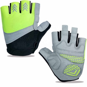 Gants de cyclisme mi-doigts orange et gris en polyester et coton, unisexes, d'été, à enfiler, respirants, en maille, pour le cyclisme - Product Image 3