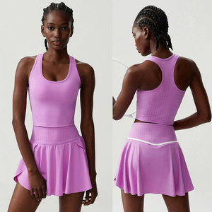 Custom Women Tennis Uniform Sleeveless Tank Top and Pleated Skirt Set Breathable Quick Dry Stretch Sportswear for Training - Product Image 3