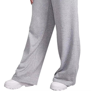 Pantalon de jogging large gris pour homme, taille élastique avec cordon de serrage, poches latérales, décontracté, tricoté mi-lourd et respirant pour l'automne - Product Image 3