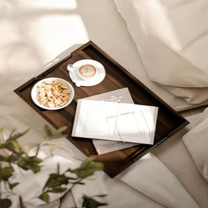 Plateau ottoman en bois d'acacia fait à la main avec poignée grande assiette de service pour la cuisine maison Table Restaurant café affichage utilisation de charcuterie - Product Image 4