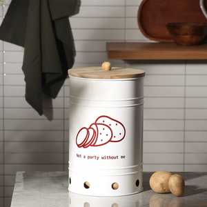 <b>Decorative</b> Metal <b>Storage</b> Jar <b>with</b> Natural Wooden <b>Lid</b> for Modern Kitchen Pantry and Countertop Display - Product Image 6