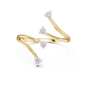 Bague pour femme en or jaune 14 carats avec diamant de laboratoire certifié IGI, taille brillant, couleur F, clarté VS1, 1,00 carat, design classique bypass - Product Image 1