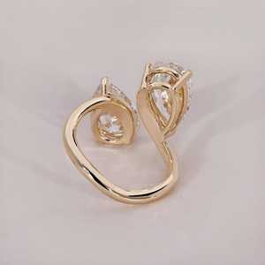 Unique 1.02 Carat Lab Grown Pear Cut <b>Diamond</b> Toi Et Moi <b>Ring</b> 14K Solid Gold Wedding Engagement Surprise Gift For Brides - Product Image 3