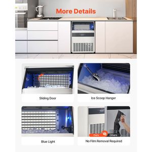 Commercial Kitchen Equipment 440lbs/24H <b>Ice</b> <b>Maker</b> <b>Machine</b> 130lbs Storage Capacity 160 <b>Ice</b> <b>Cubes</b> 15 Minutes LED Digit Display - Product Image 6