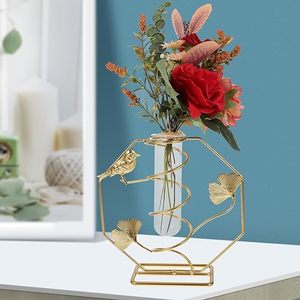 Jarrón de mesa contemporáneo de latón con diseño de pájaro y abanico, para agua, decoración para el Día de San Valentín - Product Image 1