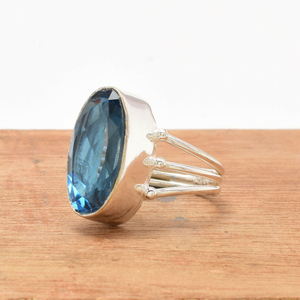 Blue Topaz Gemstone <b>Ring</b> 925 Silver Sky Blue <b>Ring</b> Handmade Elegant Jewelry December Birthstone <b>Ring</b> Dainty <b>Statement</b> <b>Ring</b> - Product Image 1