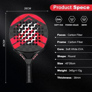 Raqueta de Pádel de Alto Rendimiento al por Mayor de Fábrica con Marco de Carbono Completo Personalizado, Red de Fibra Duradera y Empuñadura para Deportes - Product Image 5