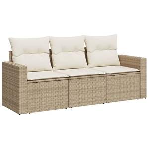 Conjunto de Sofá Mediano para Jardín en Ratán Sintético PE Beige y Acero con Recubrimiento en Polvo - Product Image 2