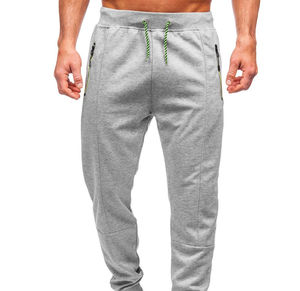 Men's Woolen Vintage Straight Gray Sweatpants Mid Rise Elastic Drawstring Side Pockets Casual <b>Joggers</b> Autumn Wear OEM Service - Product Image 1