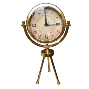 Classic Gold Metal Stand Tabletop <b>Clock</b> Suitable For Living Room Display And Housewarming Gifting Wholesale From India - Product Image 3