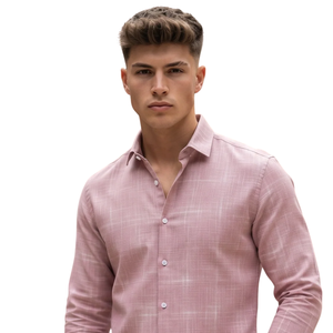 Chemise en flanelle pour homme rose poudré, manches longues, boutonnée, à carreaux, décontractée, tissu brossé doux, mode streetwear, vente en gros - Product Image 3