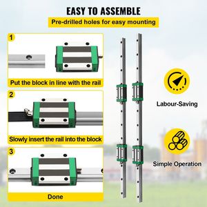 Kit 2 Pezzi Guida Lineare HGR20-1000mm con Blocco di Accoppiamento BF12/BK12 e Vite a Ricircolo di Sfere + 1 Pezzo Guida Lineare RM1605-1000mm 20-1000mm - Product Image 5