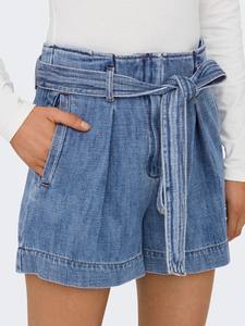 Short en jean bleu vintage à taille élastiquée avec poches arrière, délavé, conçu pour la mode urbaine tendance, qualité supérieure, pour femme - Product Image 3