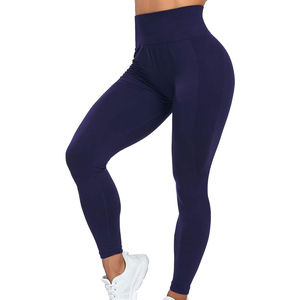 High Waist Seamless Full <b>Length</b> Solid Color Yoga <b>Leggings</b> Women's Workout Pants Spandex Polyester Elastic Waist Stretchy - Product Image 5