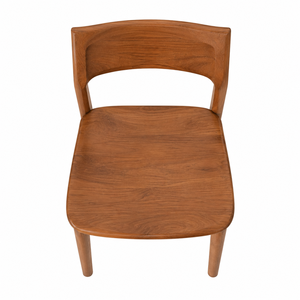Chaise de salle à manger scandinave moderne en teck massif, écologique, imperméable, avec dossier sculpté, pour la maison, le bureau et la villa - Product Image 3