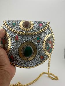 Bolsos Tote Promocionales con Bordado de Mosaico, Correa de Cadena Dorada, Colores Mixtos, Forma Personalizada, Hechos a Mano, Clásicos para Uso Diario - Product Image 2