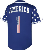 Camiseta de Béisbol Personalizada con Bordado Premium, Diseño de Estrellas y Águila, Uniforme Patriótico de Equipo con Botones Completos, Corta para Verano