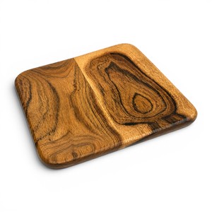 Bandeja de Servir de Madera Hecha a Mano con Dos Compartimentos |   Tabla para servir bocadillos, salsas y aperitivos de 6 x 6 pulgadas - Product Image 2