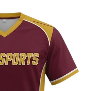 Maillot de lacrosse unisexe bordeaux et or en polyester, coupe athlétique, uniforme sportif, vêtements de performance pour équipe - Product Image 3