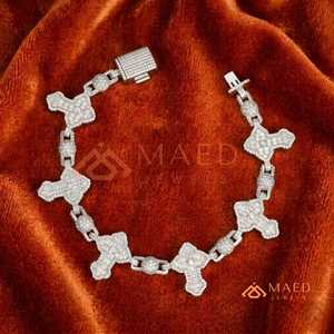 Silver Moissanite Bone Link Bracelet Luxury Iced Out Hip Hop Bracelet Fashion Jewelry For Men Women <b>Gift</b> Style - Product Image 2