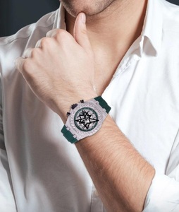 <b>Automatic</b> Luxury Sport Stainless Steel <b>Chronograph</b> Watch Crystal Mechanical Movement Fully Moissanite Bracelet Hip Hop Style - Product Image 5
