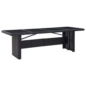 Mesa de Exterior con Vidrio y Ratán Sintético Negro, Acero con Recubrimiento en Polvo, Muebles Duraderos y Elegantes - Product Image 1