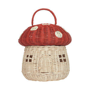 Producto más vendido - Cesta de almacenamiento con forma de hongo tejida con ratán natural, disponible en varios colores. - Product Image 2