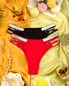 Tangas de seda helada sin costuras de talla grande para mujer, con patrón de dibujos animados personalizado, de talle bajo, antibacterianas, sexys, transpirables, bordadas, ODM - Product Image 5