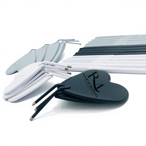Miroir à cils en forme de cœur, couleur argent/blanc/noir avec revêtement en poudre, miroir pour extensions de cils et poignées à prise diamantée - Product Image 2