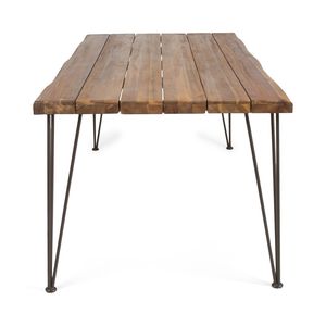 Set da Pranzo Moderno per Esterni da 6 Persone, 7 Pezzi, con Tavolo Rettangolare in Legno di Acacia da 183 cm e Sedie in Rattan, Set di Mobili da Giardino - Product Image 4