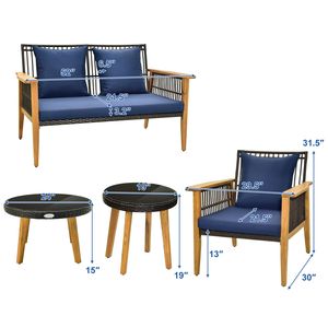 Set da conversazione per esterni da 5 pezzi con 2 tavolini da caffè per giardino e bordo piscina - Product Image 5