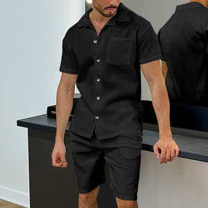 High Quality 2 Piece Mens Shorts Tracksuit Solid Color Loungewear Men Clothes <b>Sets</b> Shorts Sleeve - Product Image 5
