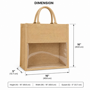 Sac cadeau en jute écologique avec fenêtre transparente et ouverture supérieure avec poignée - Product Image 2