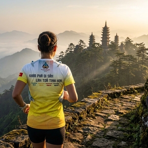 เสื้อยืดวิ่ง OEM สกรีนโลโก้ตามสั่ง คอกลม แขนสั้น แห้งเร็ว ผลิตจากโพลีเอสเตอร์ เสื้อผ้ากีฬาสำหรับฝึกซ้อม 男女兼用 - Product Image 4