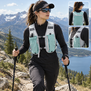 Chaleco de Hidratación Ligero, Transpirable e Impermeable, con Correas Ajustables, Mochila Deportiva para Exteriores, Unisex, Patrón Geométrico, Nailon - Product Image 3