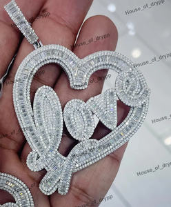 Elegante colgante de doble corazón plateado, colgante clásico de plata 925 con forma de amor, joyería plateada brillante para regalo. - Product Image 2