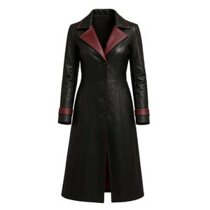 Solid Trader Top Quality Elegant Style Clean Cuts Beautiful Texture Warm Winter Wear Womens <b>Long</b> <b>Leather</b> <b>Jacket</b> - Product Image 2