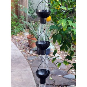 Chaîne de pluie en métal pour gouttière de jardin extérieure, chaîne décorative pour système de drainage - Product Image 6