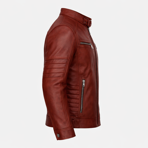 Veste en cuir véritable marron et noir pour homme, style vintage, en cuir de vachette, veste de motard, personnalisable OEM - Product Image 5
