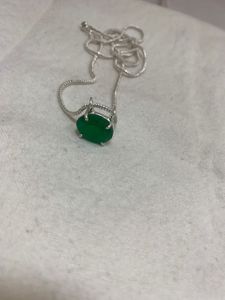 Collier en pierre de jade, pierre précieuse verte, fait main pour femmes, bijoux de qualité supérieure, design ovale, argent allemand - Product Image 6