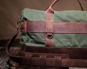 OEM Custom Genuine Leather Waxed Canvas Travel Bag Heavy Duty Outdoor Weekender <b>Luggage</b> <b>Carry</b> <b>On</b> Holdall LCTB-0147 - Product Image 2