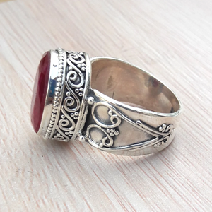 แหวนทับทิมวินเทจสไตล์โบราณแหวนพลอยทับทิมเครื่องประดับหรูหราสง่างาม - Product Image 6