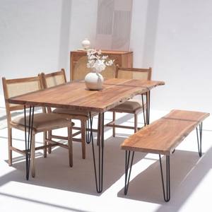 Mesa de Comedor Vandana Zentrix Merino Dark Acacia con Patas de Horquilla y Diseño Moderno Contemporáneo - Product Image 2