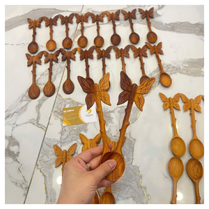 Modern Wood Asian Zen Spaghetti <b>Spoon</b> Pasta Fork Noodle <b>Spoon</b> with Teeth Mirror Polish Party Utensil <b>Serving</b> Cooking - Product Image 2