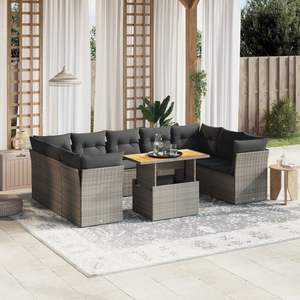 Grey Garden <b>Sofa</b> Set <b>Outdoor</b> <b>Rattan</b> Furniture Cushioned Contemporary Design UV Resistant PE Wicker Patio Seating - Product Image 1