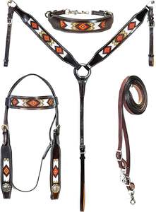 Meilleure qualité en cuir pur équestre Western équitation Tack fait à la main perlé Headstall cuirasse avec Logo personnalisé - Product Image 2