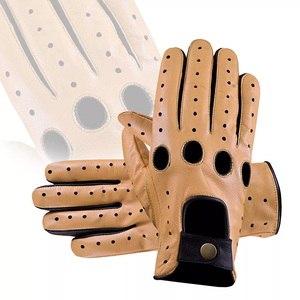 Gants de conduite en cuir pour femmes, avec doublure intérieure douce, demi-doigts, respirants, design ouvert - Product Image 6